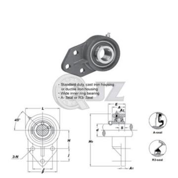 1  1/4 in 3-Bolt Flange Bracket Units Cast Iron UCFB206-20 Mounted Bearing