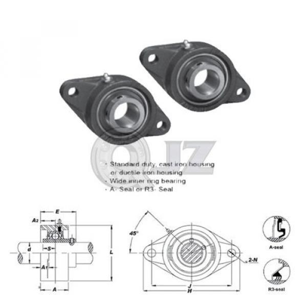 2x 1 in 2-Bolts Flange Units Cast Iron UCFL205-16 Mounted Bearing UC205-16+FL205 #2 image