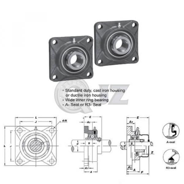 2x 20 mm Square Flange Units Cast Iron UCF204 Mounted Bearing UC204+F204 New #4 image