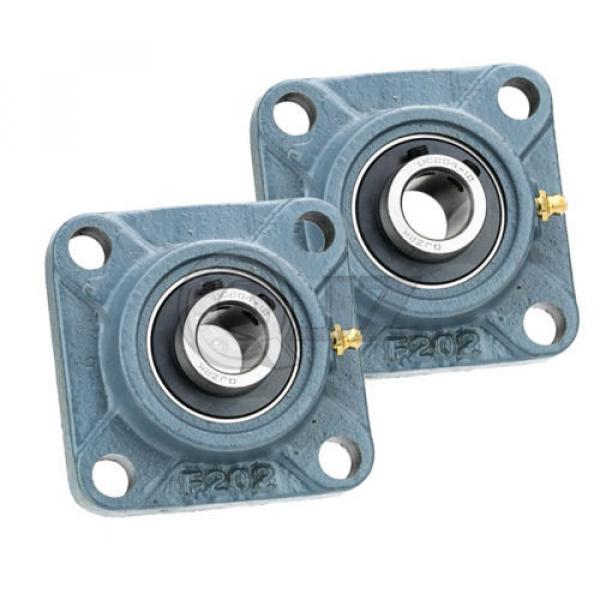 2x 35 mm Square Flange Units Cast Iron UCF207 Mounted Bearing UC207+F207 New #1 image